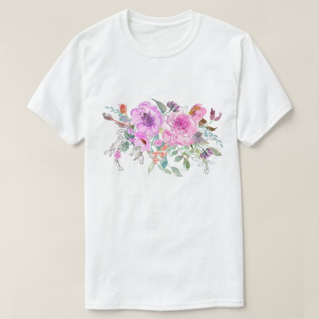 Watercolor Bouquet T-Shirt (Design Front)