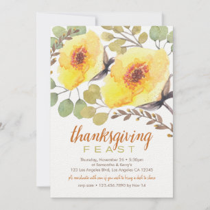 Watercolor Bouquet Thanksgiving Feast Invitation