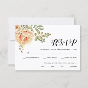 Watercolor bouquet typography wedding RSVP card