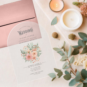 Watercolor Bouquet Wedding Blush ID654 Acrylic Invitations