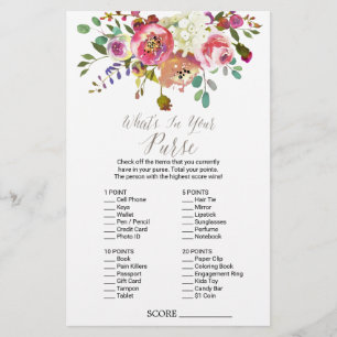 Watercolor Bouquet "What's In Your Purse" Game