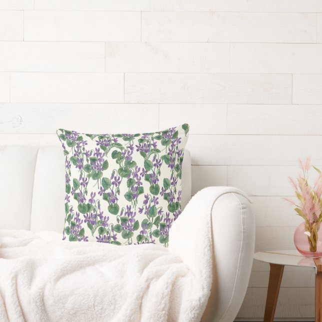 Watercolor bouquets of violets cushion (Couch)
