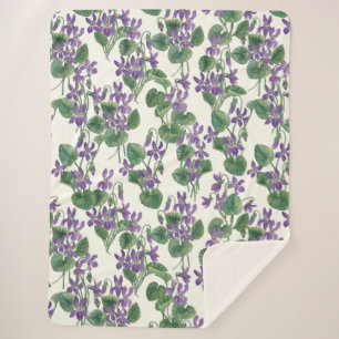 Watercolor bouquets of violets sherpa blanket