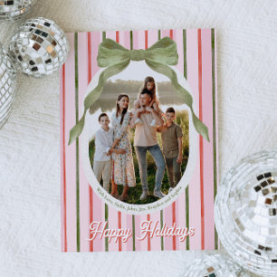 Watercolor Bow Family Photo Christmas Card