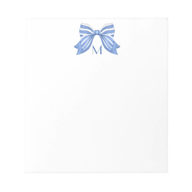 Watercolor Bow Monogram Notepad (Front)