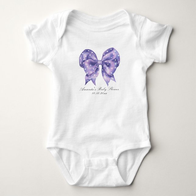 Watercolor Bow Polka Dot Baby Shower Bodysuit (Front)