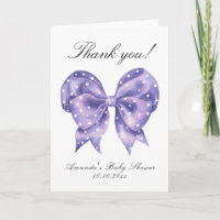 Watercolor Bow Polka Dot Baby Shower Thank you