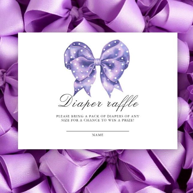 Watercolor Bow Polka Dot Diaper Raffle Enclosure Card (Creator Uploaded)