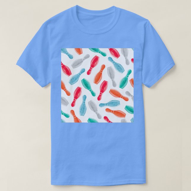 Watercolor Bowling Pins T T-Shirt (Design Front)