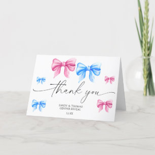 Watercolor Bows - Thank you gender reveal Card