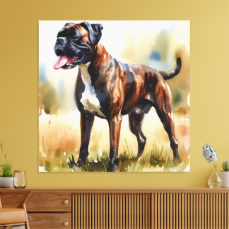 Watercolor Boxer Dog Canvas Print