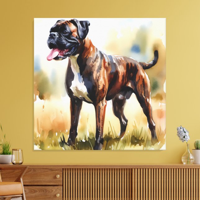 Watercolor Boxer Dog Canvas Print (Insitu(LivingRoom))