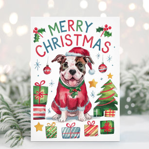 Watercolor Boxer Dog Christmas Card