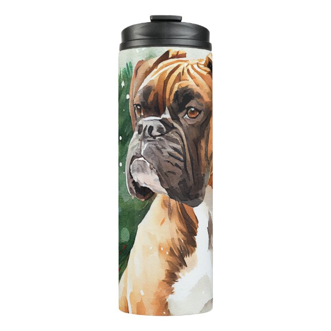 Watercolor Boxer Dog Portrait  Thermal Tumbler (Front)