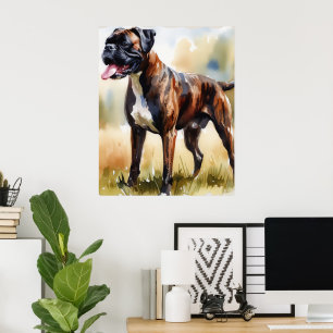 Watercolor Boxer Dog Poster