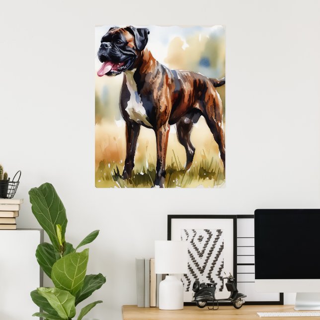 Watercolor Boxer Dog Poster (Home Office)