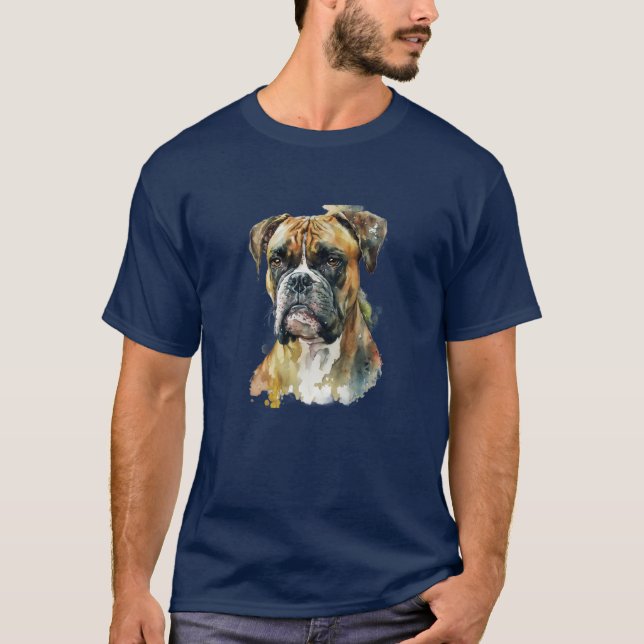 Watercolor Boxer Dog T-Shirt (Front)