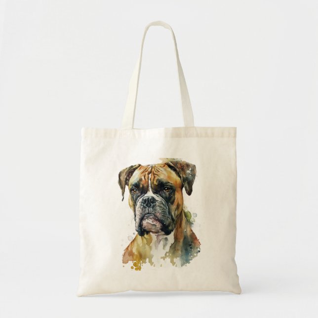 Watercolor Boxer Dog Tote Bag (Front)