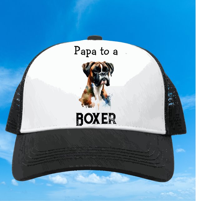 Watercolor Boxer Papa Brown Personalize Trucker Hat (Creator Uploaded)