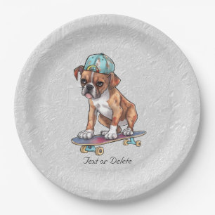 Watercolor Boxer Paper Plate