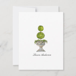 Watercolor Boxwood topiary flat Thank You Card