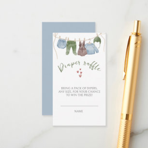 Watercolor Boy Clothes Baby Shower Diper Raffle Enclosure Card