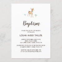 Watercolor Boy Deer on White Baptism