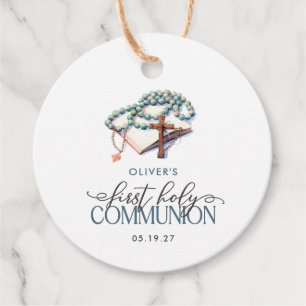 Watercolor Boy First Holy Communion Thank You Favour Tags