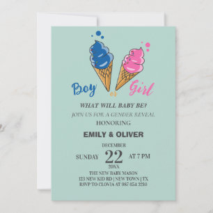 Watercolor boy of girl gender reveal invitation