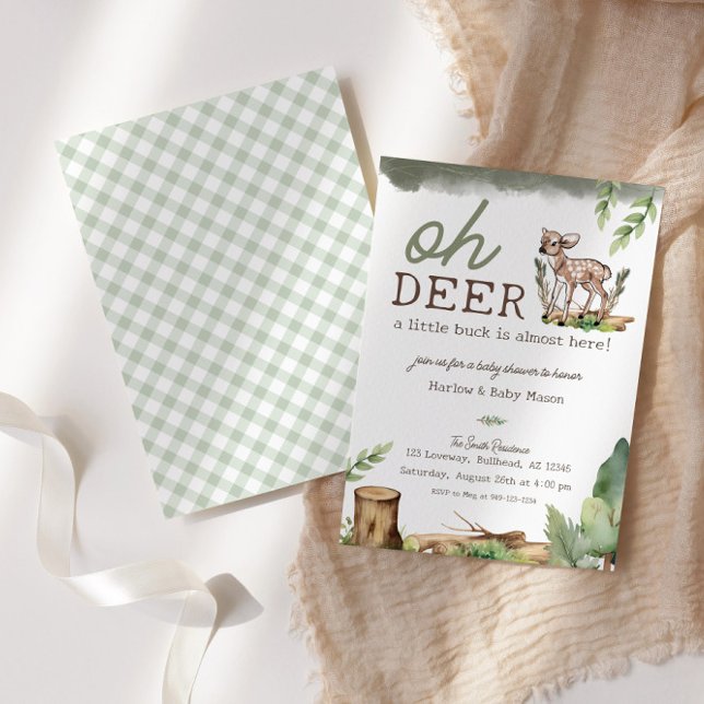 Watercolor Boy's Oh Deer Woodland Baby Shower  Invitation (Creator Uploaded)