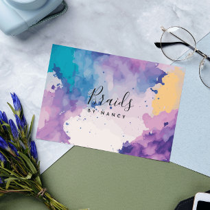 Watercolor Braids Business Card