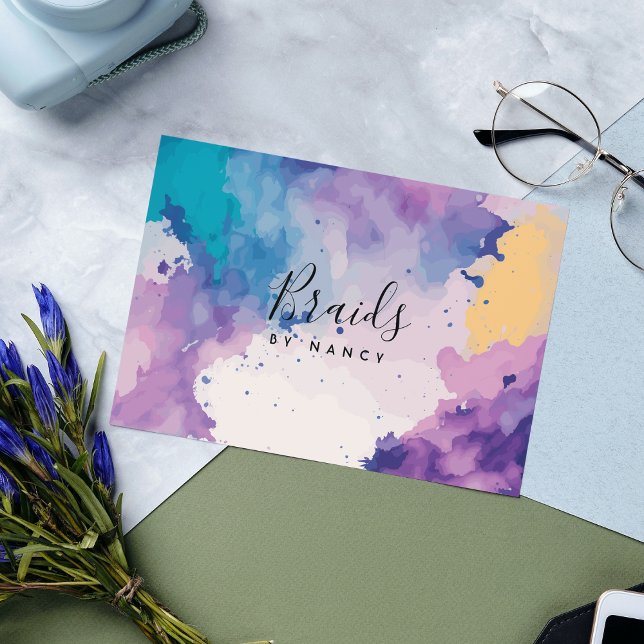 Watercolor Braids Business Card (Creator Uploaded)