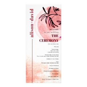 Watercolor branch and moon Japandi wedding program Rack Card