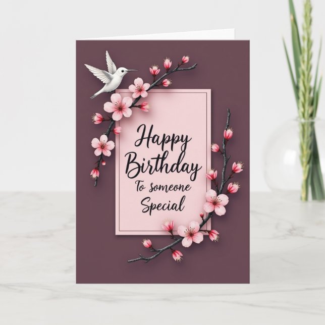 Watercolor Branch Birthday Card (Front)