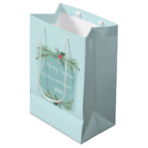 Watercolor branches of spruce, Christmas Medium Gi Gift Bag