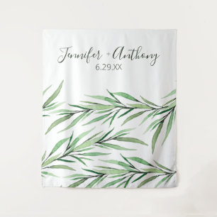 Watercolor Branches Personalised Wedding Backdrop  Tapestry
