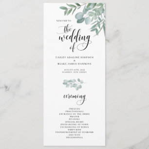 Watercolor Branches Wedding Ceremony Program Programme