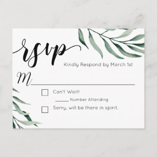 Watercolor Branches Wedding Postcard RSVP