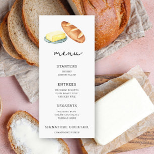 Watercolor bread and butter - Wedding Menu