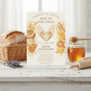 watercolor bread Bun in the Oven Baby Shower Invitation