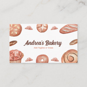Watercolor Bread Loaf & Pastry Baker Chef Bakery Business Card