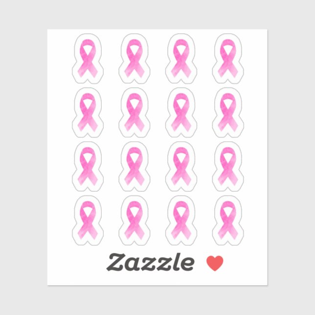 Watercolor Breast Cancer Awareness Pink Ribbon (Sheet)