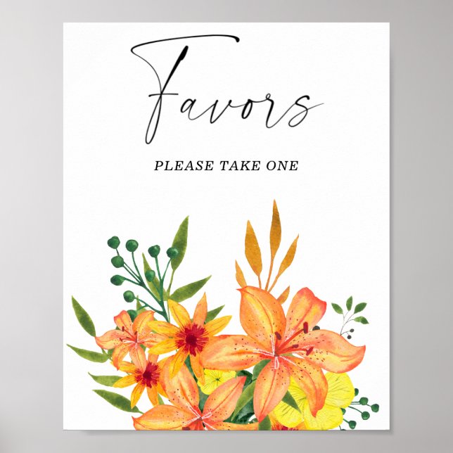 Watercolor bridal favours please take one  poster (Front)