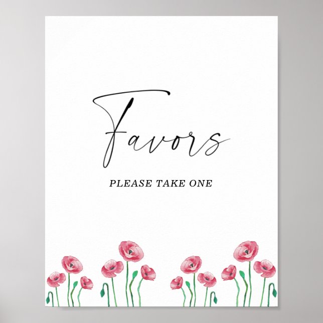 Watercolor bridal favours please take one poster (Front)
