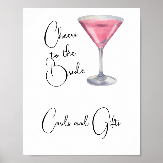 Watercolor Bridal shower Cards and Gifts Poster (Front)