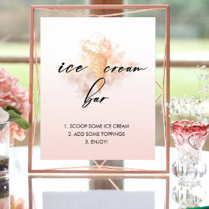 Watercolor  Bridal Shower Ice Cream Bar Sign