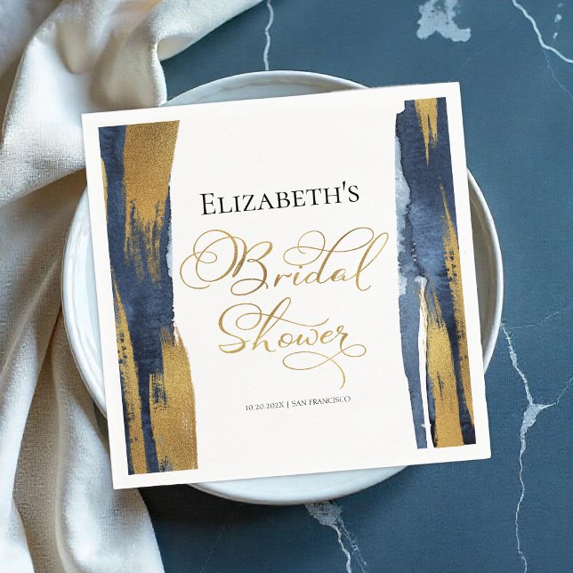 Watercolor Bridal Shower Napkins | Blue Abstract (Creator Uploaded)