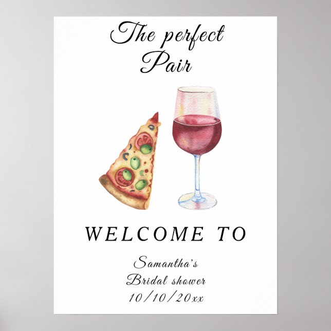 Watercolor Bridal shower Perfect Pair Welcome  Poster (Front)