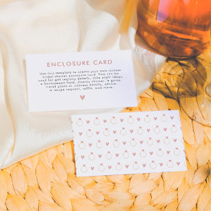 Watercolor Bridal Shower Ring & Heart Enclosure Card