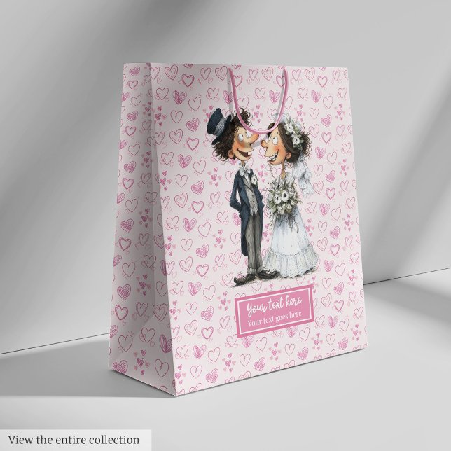 Watercolor Bride Groom Gift Bag Wedding Humour (Watercolor Bride Groom Gift Bag Wedding Humor)